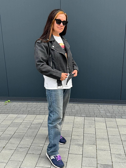 Женская куртка косуха укороченная кашемировая Серый S Харьков - изображение 5