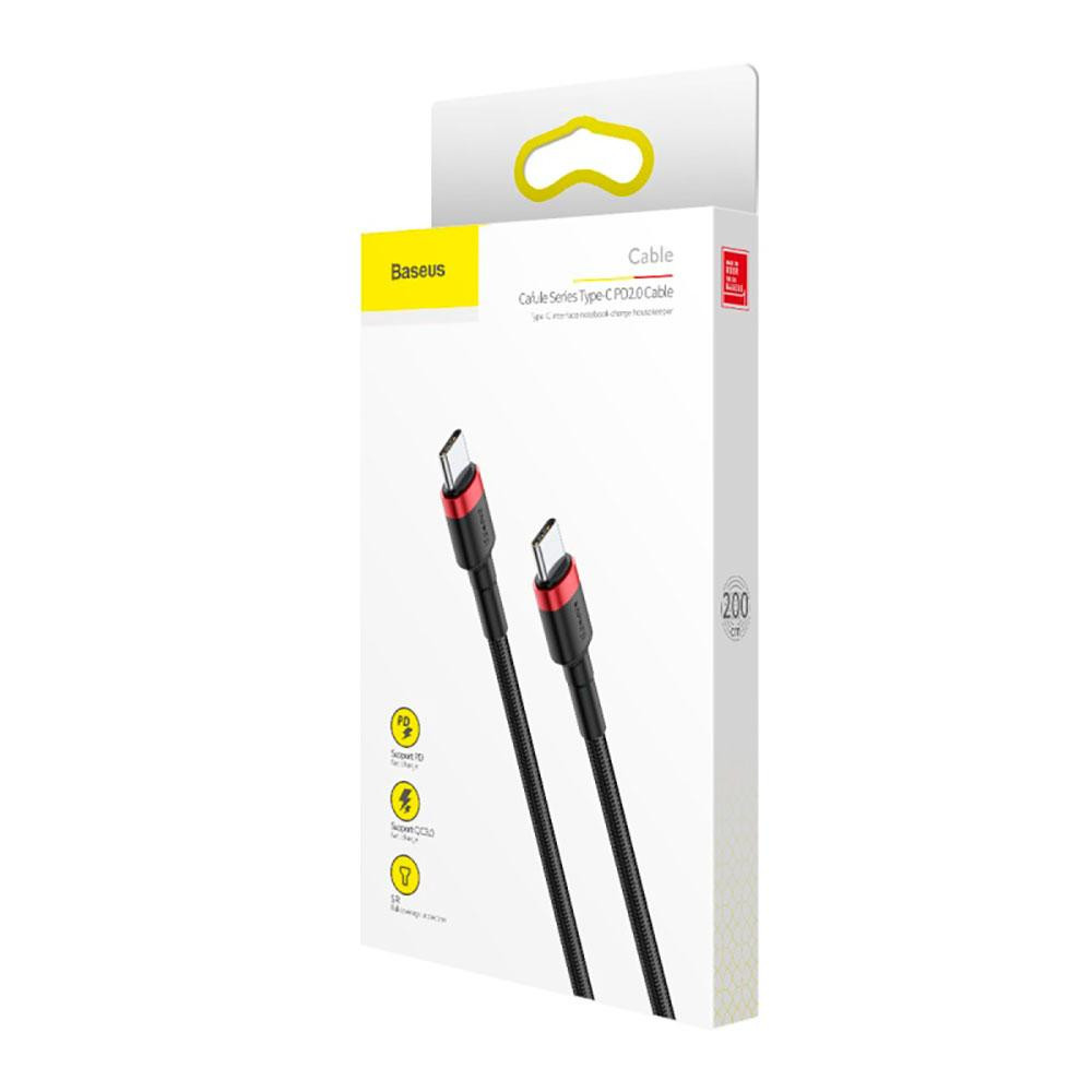 Кабель Baseus Cafule USB Cable Type-C-Type-C 3A 2m, колір червоний+Black CATKLF-H91 Одеса - фото 2