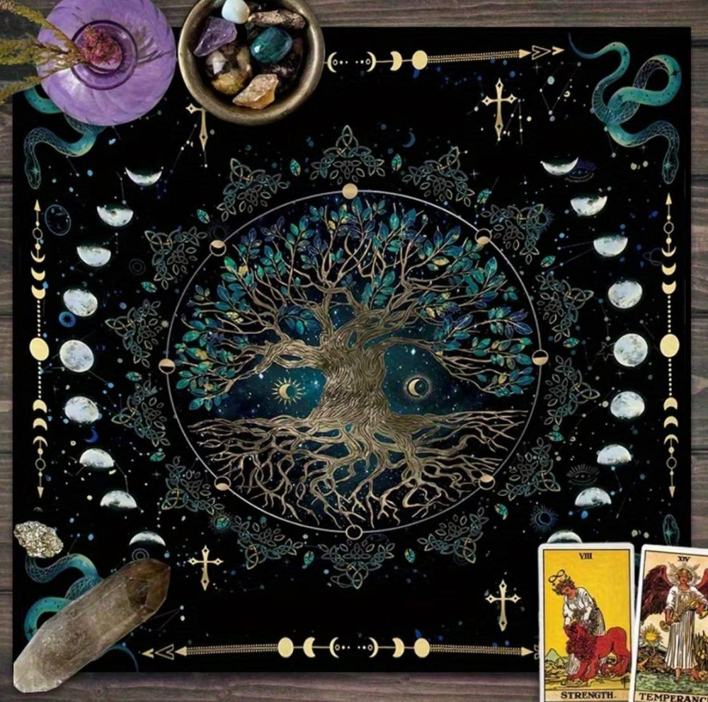 Скатерть для таро Дерево жизни 49×49 см, коврик для карт таро, рун, алтарная ткань Киев - изображение 3