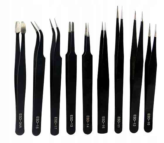 Набір прогумованих антистатичних пінцетів 9 шт у чохлі Mar-Pol (M66799) Нововолинськ