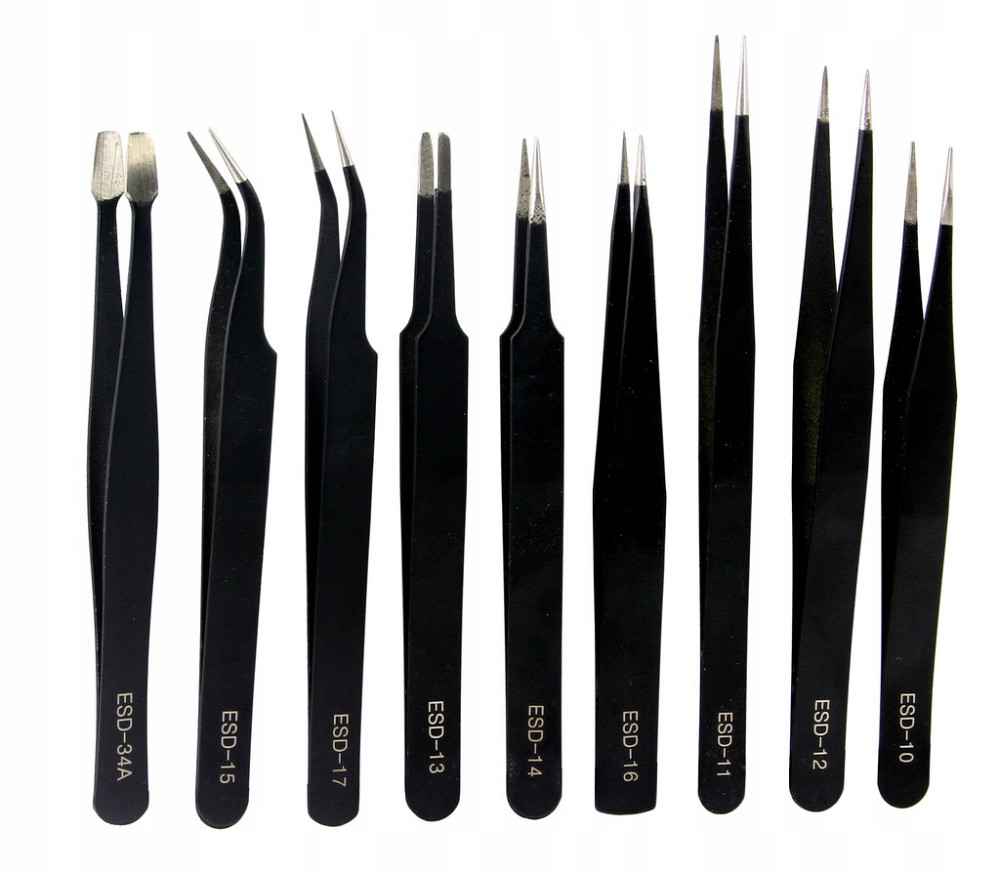 Набір прогумованих антистатичних пінцетів 9 шт у чохлі Mar-Pol (M66799) Нововолинськ - фото 2