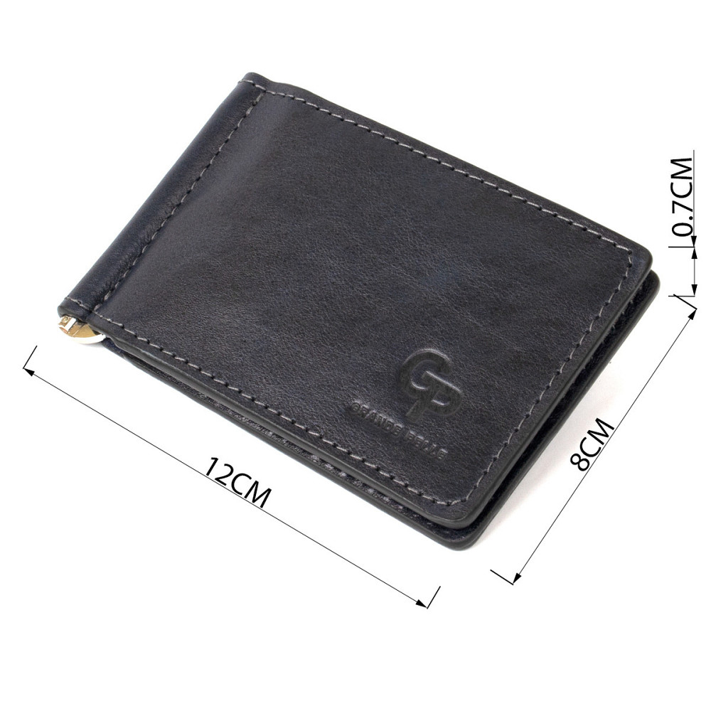 Мужской кожаный зажим для денег GRANDE PELLE 11476 Темно-синий Киев - изображение 7