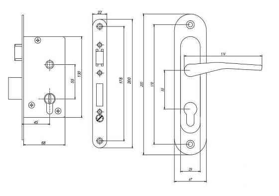 Замок врезной Арико ЗВ4-У (с ручкой, без цилиндра) Харьков