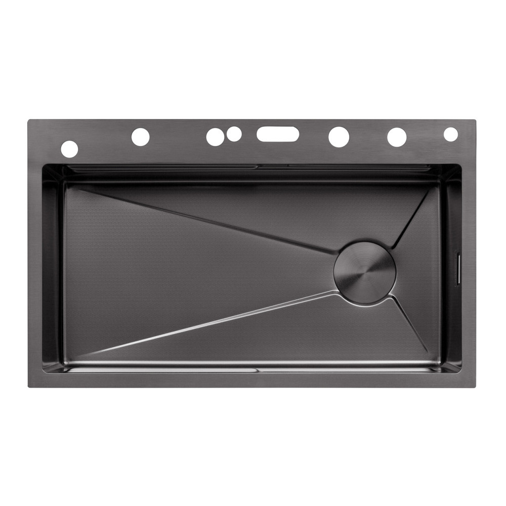 Кухонна мийка Kroner KRP Schwarze — SET7545F3HM PVD (3.0/0.8 мм) в комплекті зі змішувачем, краном, дозатором та аксесуарами Київ - фото 3