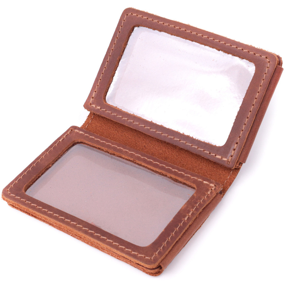 Стильная обложка на автодокументы в винтажной коже GRANDE PELLE 22874 Светло-коричневая Киев - изображение 5