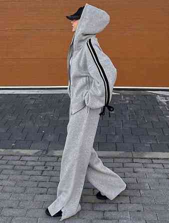 Женский прогулочный оверсайз костюм двойка: худи и штаны двунитка Одесса