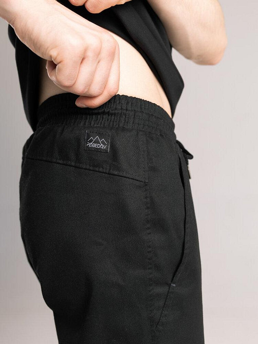 Чоловічі чорні штани демісезонні котонові прямого крою Pobedov Step BATAL Київ - фото 3