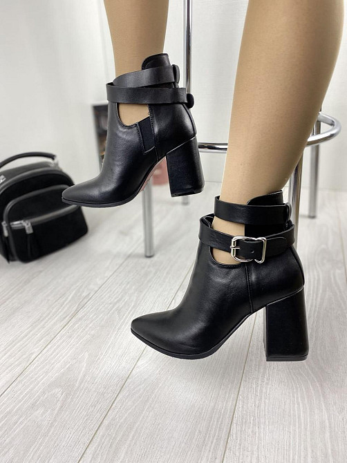 Nivelle Черевики жіночі NIVELLE чорні натуральна шкіра каблук 8см висота 11см 37р. (5600/8057-8 Коломыя - изображение 6