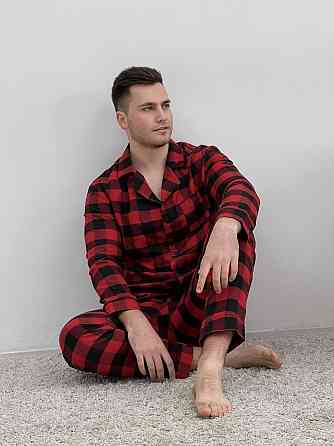 Піжама чоловіча COSY з фланелі (штани+сорочка) клітина червоно/чорна Київ