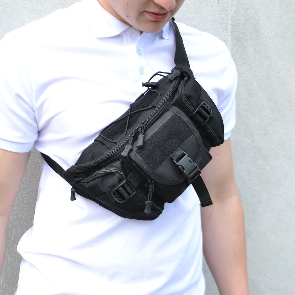 Нагрудная сумка мужская тактическая черная, Нагрудная сумка мужская тактическая тканевая EC-31 Львов - изображение 4
