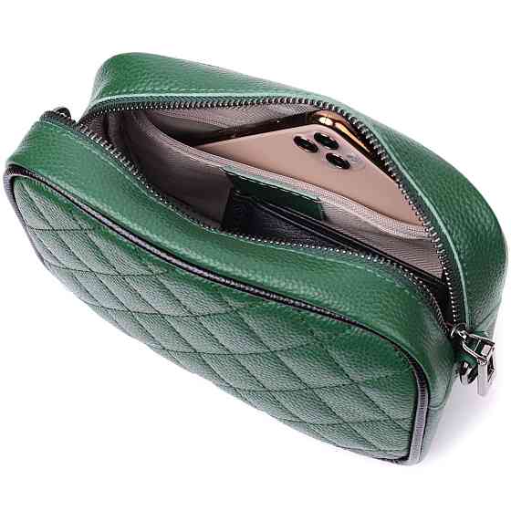 Сумка через плече на одне відділення з натуральної шкіри Vintage 22384 Зелена Київ