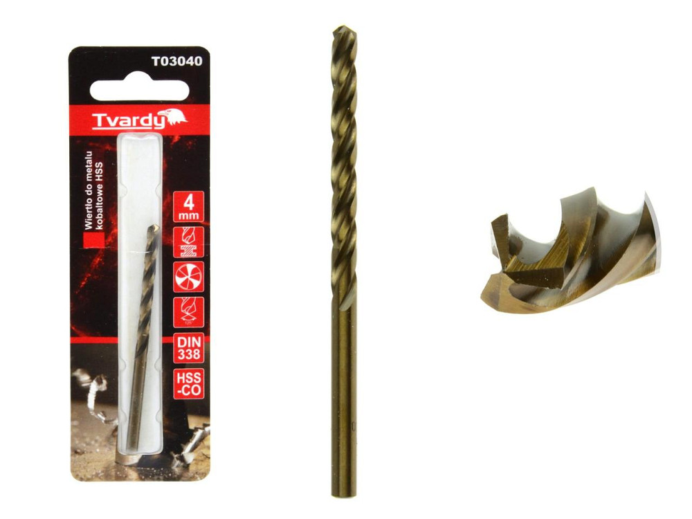 Свердло металу кобальтове "Tvardy" HSS-Co M35 (DIN338) діаметром  4,0мм Київ - фото 1