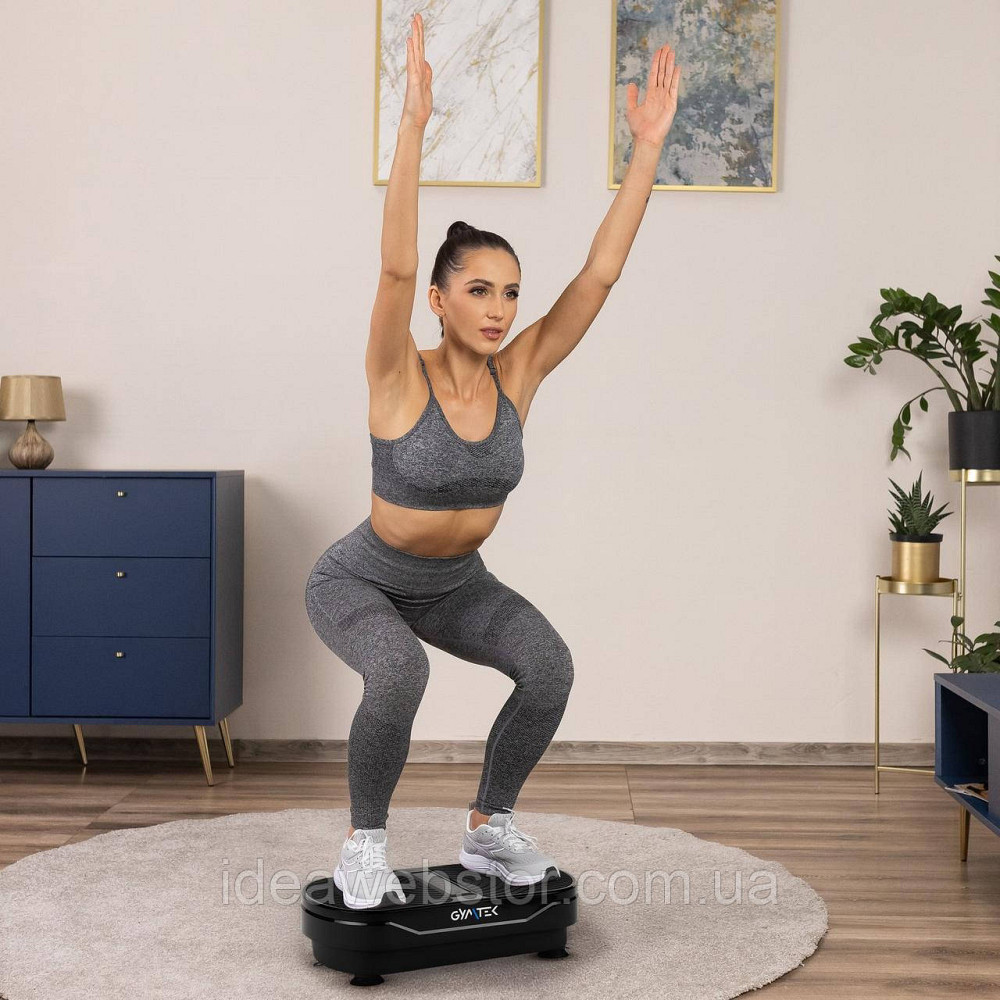 Виброплатформа Gymtek XP300 черная для дома до 150 кг с пультом и эспандерами тренажер для похудения фитнеса и массажа Киев - изображение 14