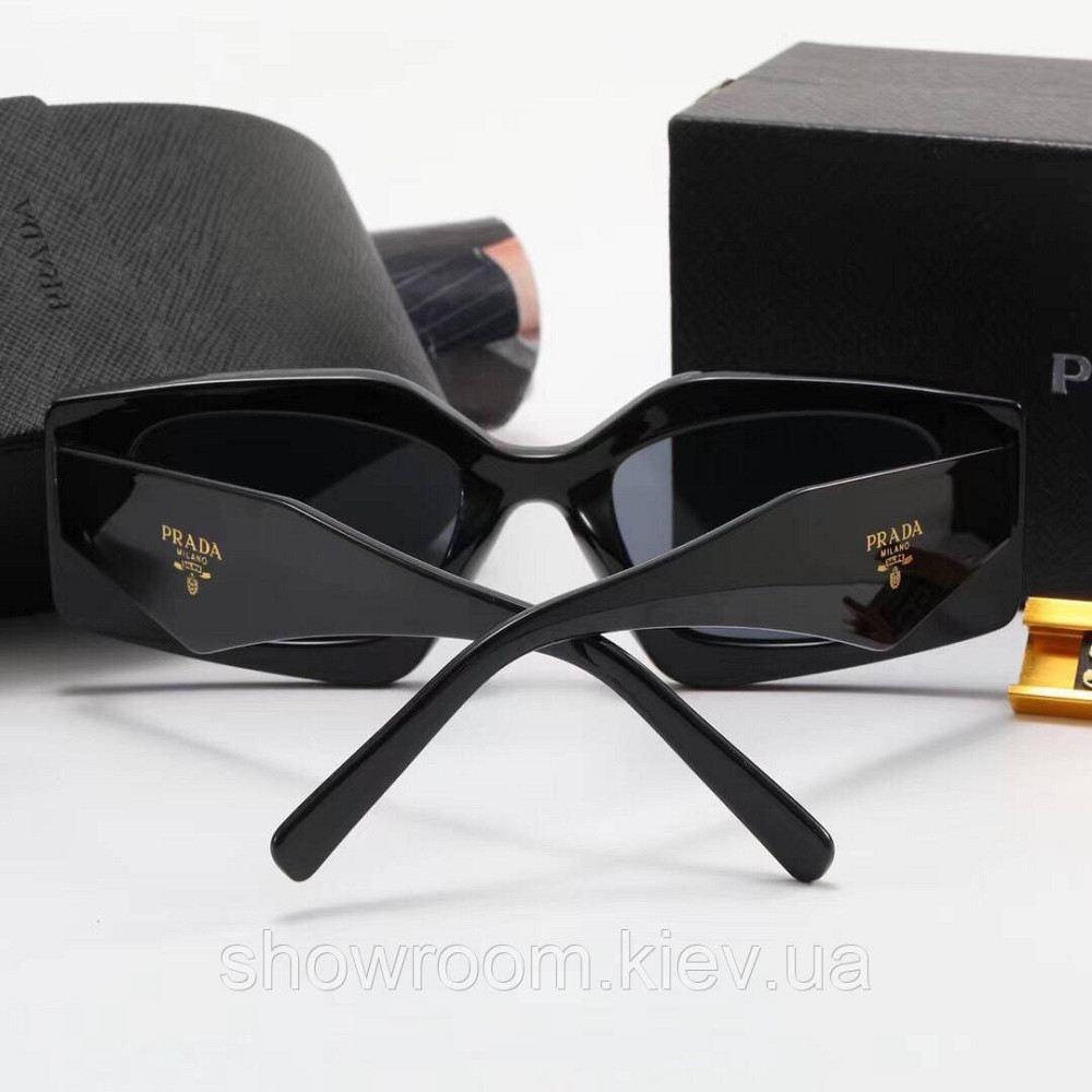 Женские брендовые солнцезащитные очки Prada (3030) black Киев - изображение 3