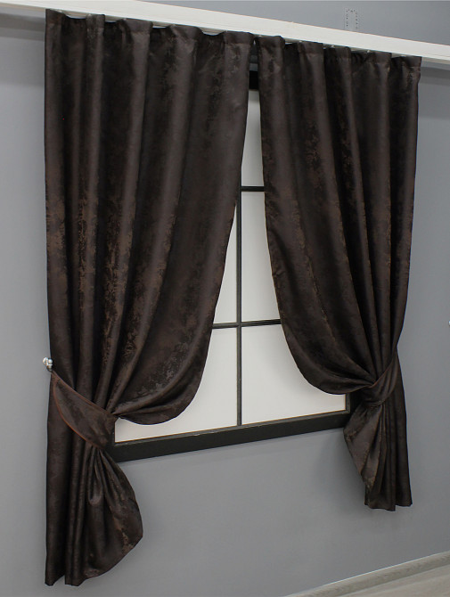 Комплект штор VR-Textil Жакард Мрамор Al1 № 613ш 130х170 см 2 шт Венге (35-0168) Київ - фото 2