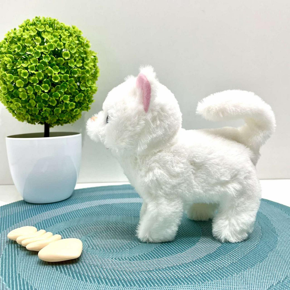 Кошеня інтерактивне ходить видає звуки ворушить хвостиком в рюкзаку Білий (777-23C) Чернігів - фото 3