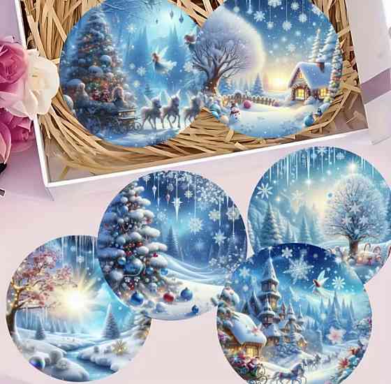 Комплект різдвяних підставок під чашки 6 шт №1 Смела