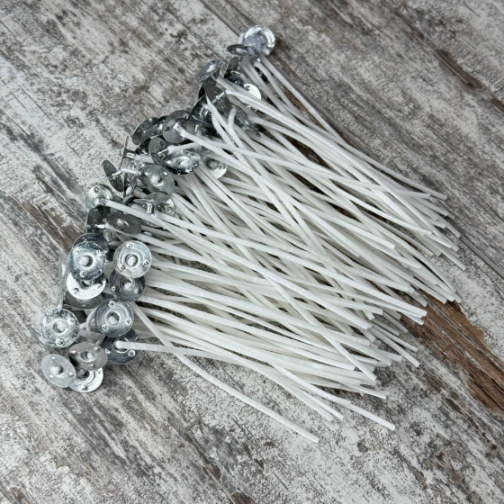 Фитиль вощеный для свечей 10 см, с держателем, 100 шт, для изготовления свечей, DIY Киев