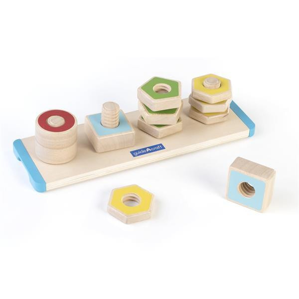 Дерев'яна логічна пірамідка Guidecraft Manipulatives Фігури на різьбі (G6901) Харьков - изображение 3