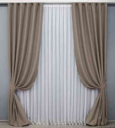 Комплект готових штор VR-Textil Блекаут Midnight № 1674ш Капучино 150х270 см 2 шт (33-0828) Київ