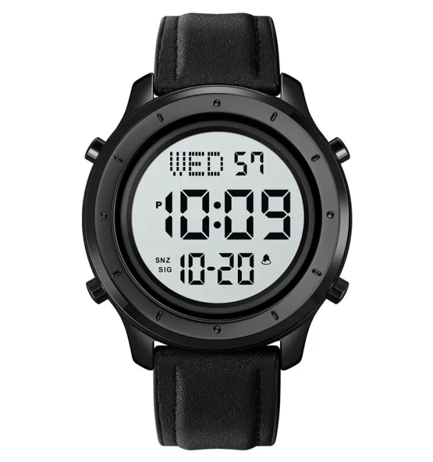 Чоловічий наручний електронний годинник Skmei 1864 (Чорний з білим циферблатом) Вінниця - фото 1