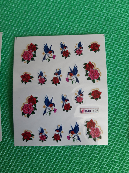 Наклейки на ногти розы и птицы - размер стикера 6*5см, инструкция по применению есть в описании товара Киев - изображение 1