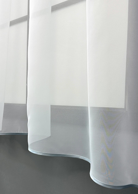 Кухонный тюль арка с ламбрекеном VR-Textil № 025к серый с белым 270х170 см (52-1217) Киев - изображение 6