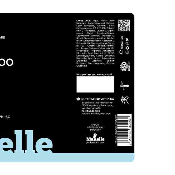 Тонуючий шампунь Рrofessional care - Avocado Oil & Keracyn Manelle 1000 мл Київ