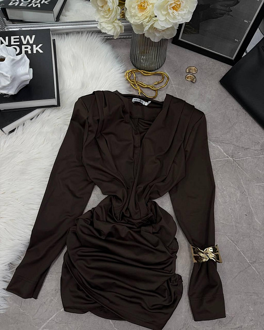 Жіноче привабливе вечірнє плаття з драпіруванням. Шоколад, 46/48 Одеса - фото 10