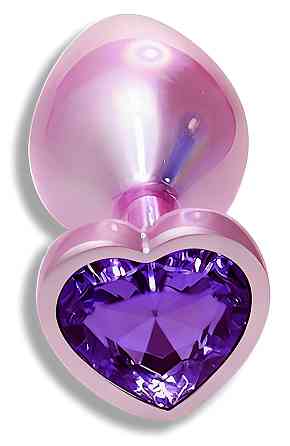 Анальна пробка з кристалом EGZO - Pink Perl Heart Plug Purple, size S Sex Aura Київ