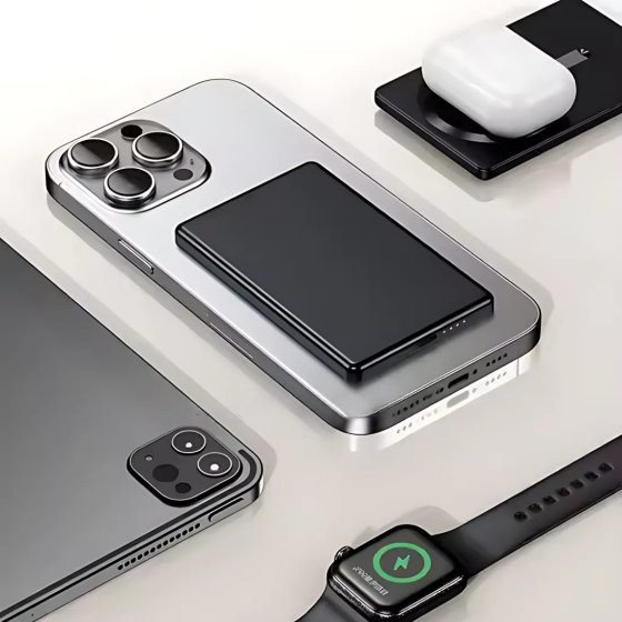 Павербанк бездротовий магнітний ультратонкий, Powerbank з бездротовою зарядкою, 10000 мАг, 20Вт Type-C Grey Кам'янець-Подільський