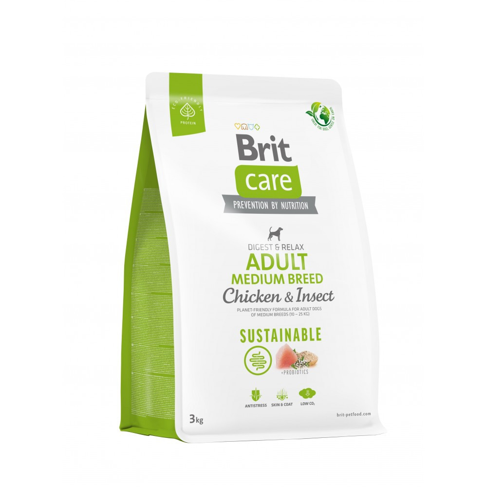 Сухой корм Brit Care Dog Sustainable Adult Medium Breed для собак средних пород, с курицей и насекомыми, 3 кг Винница - изображение 1