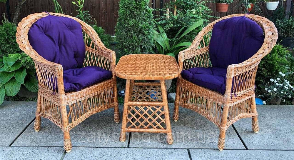 Мебель плетеная с подушками фиолетовыми и маленьким столом Киев - изображение 6