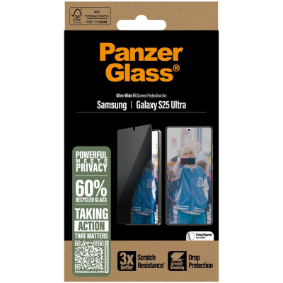 Стекло защитное PANZERGLASS Privacy Samsung Galaxy S25 Ultra Ultra-Wide Fit (PG_PGRPUWFG38488) Винница - изображение 4