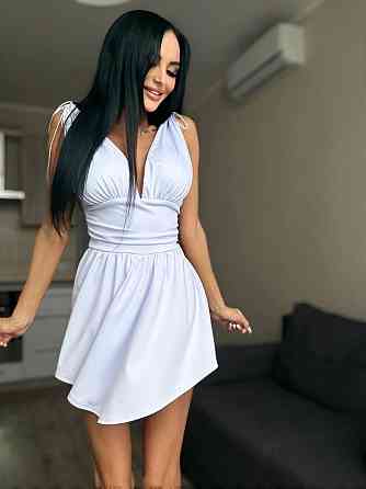 Женское летнее мини платье-комбинезон из микродайвинга 42/44, Белый Одесса