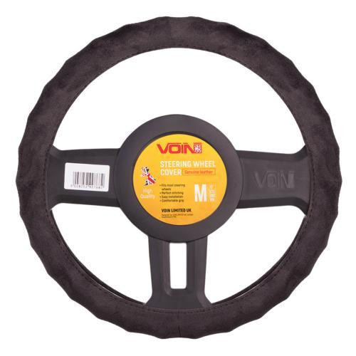 Чохол на кермо VLOD-AL2705 BK з алькантари чорний M з прошивкою Харків - фото 1