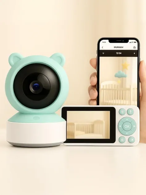 Видеоняня с двухсторонней связью Baby Monitor 5 дюймовый HD экран поворотная радионяня с портативным дисплеем Киев - изображение 1