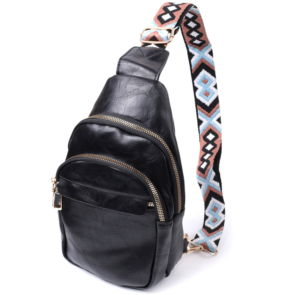 Сумка небольшого размера с одной лямкой через плечо из гладкой экокожи Vintage 22770 Черный Киев - изображение 1