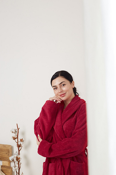 Банний махровий халат Ideal Textile L малиновий 500 г/м2(56861065) Чернівці - фото 3