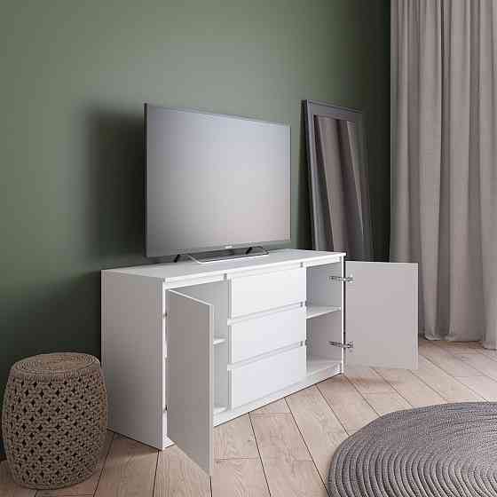 Комод під телевізор VAYS R-15 Антрацит, 3 шухляди та 2 відділення з полицями, без ручок, ЛДСП, 140×40×75 см - для спальні, вітальні Львів