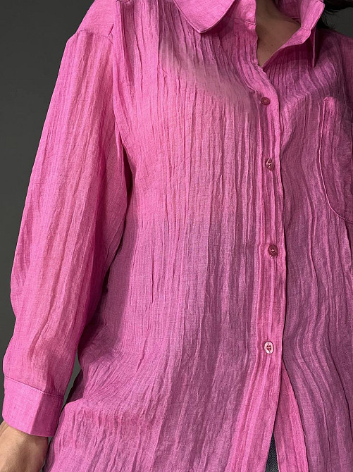 Рубашка женская Xingyue 388 оверсайз хлопок жатка с карманом, розовый, one size Киев - изображение 4