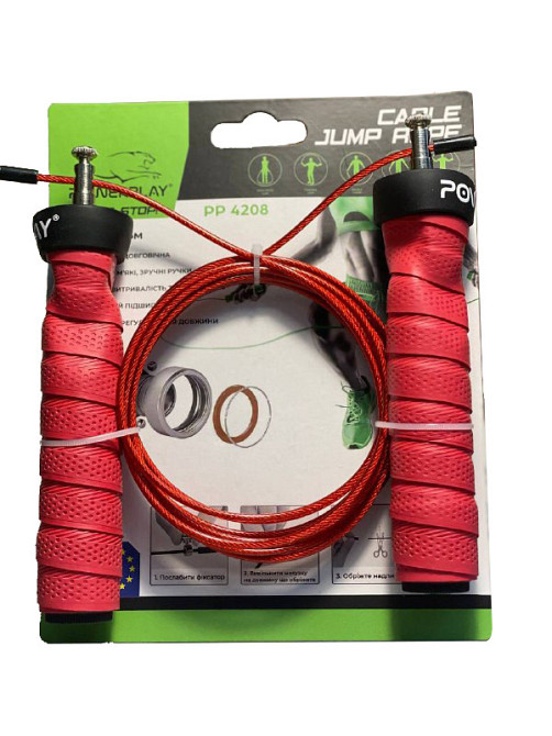 Скакалка швидкісна на підшипниках PowerPlay 4208 Fitness Jump Rope Червона (3m.) Каменское - изображение 10
