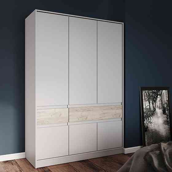 Шкаф распашный для одежды с выдвижными ящиками (полки - штанга) Эверест Стайл-1400 140х53х203 см Кашемир/Дуб крафт серый (DTM-071162) Днепр