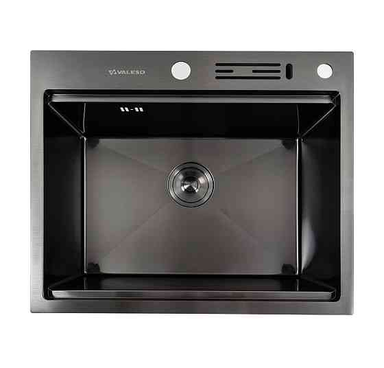 VALESO Кухонна мийка чорна PVD 60х50 з підставкою для ножів Киев