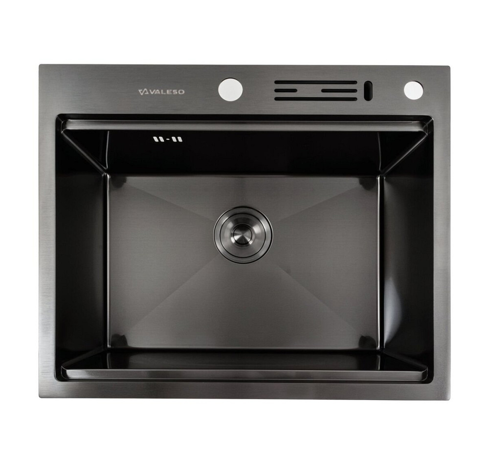 VALESO Кухонна мийка чорна PVD 60х50 з підставкою для ножів Киев - изображение 1