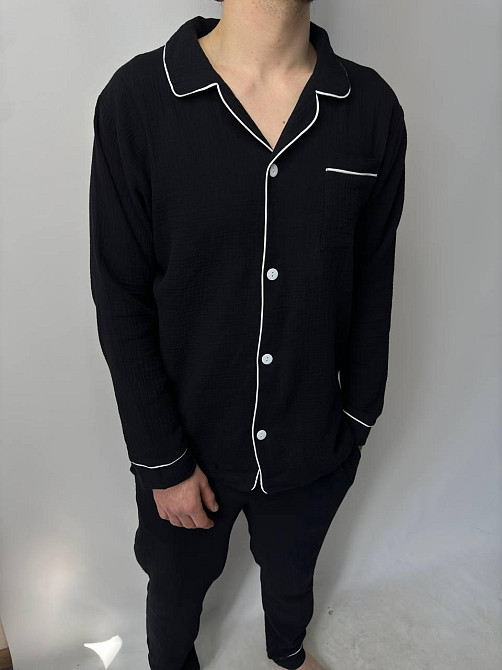 Чоловіча піжама муслінова Чорний XXL Харків - фото 1