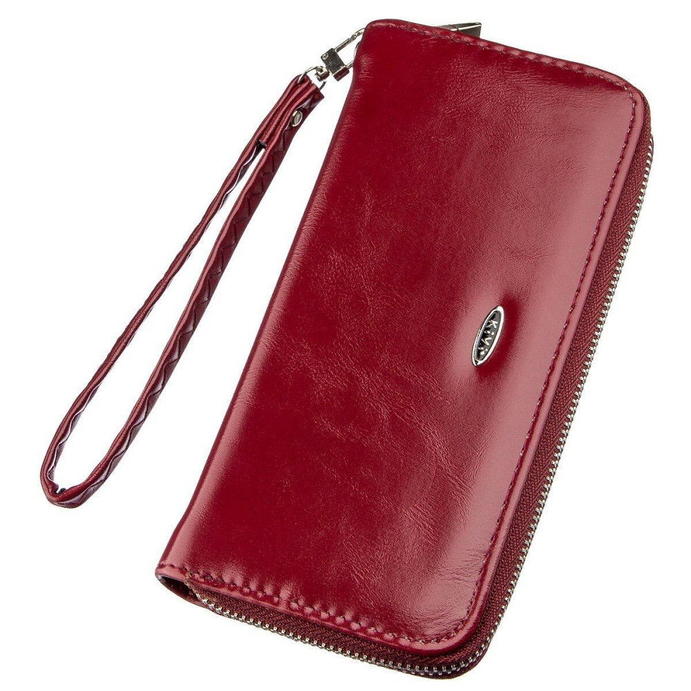 Кошелек женский на одну молнию из экокожи гладкий KIVI 19035 Бордовый Киев - изображение 1