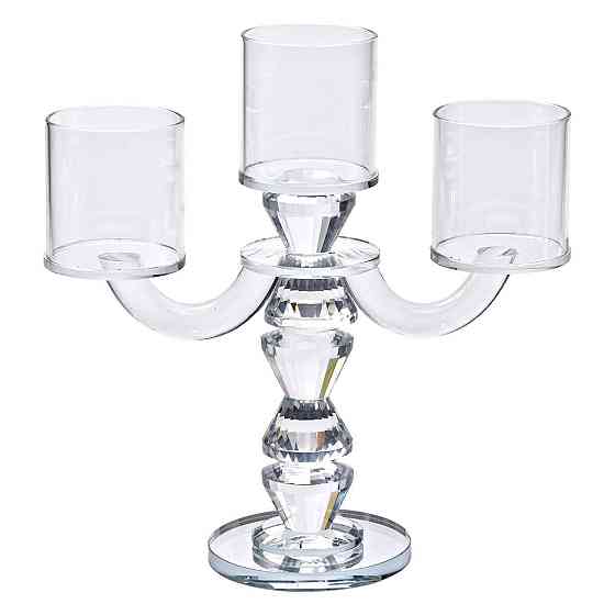 Декоративний канделябр на 3 свічки, прозорий Київ