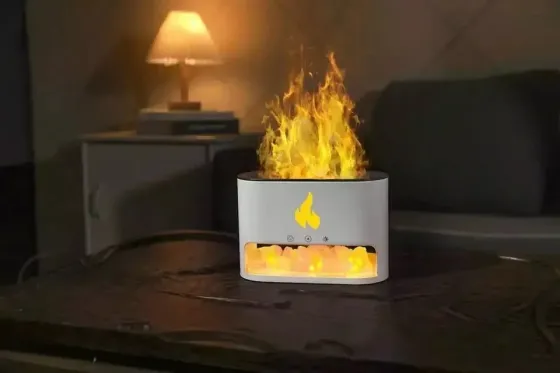 Соляна лампа Flame з ультразвуковим зволожувачем повітря 3-в-1. Сольовий світильник нічник з димуван Дніпро