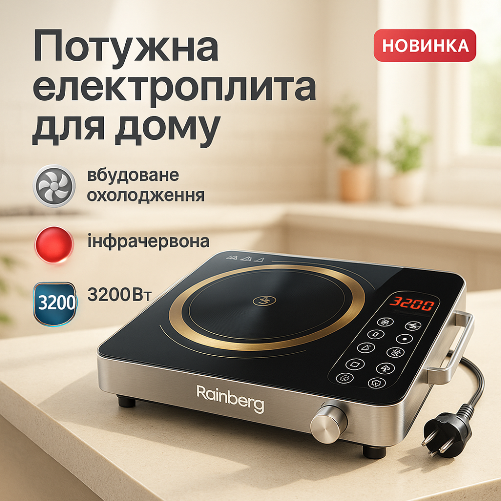 Плита інфрачервона Rainberg RB-2278 3200Вт HR-59 Львів - фото 9